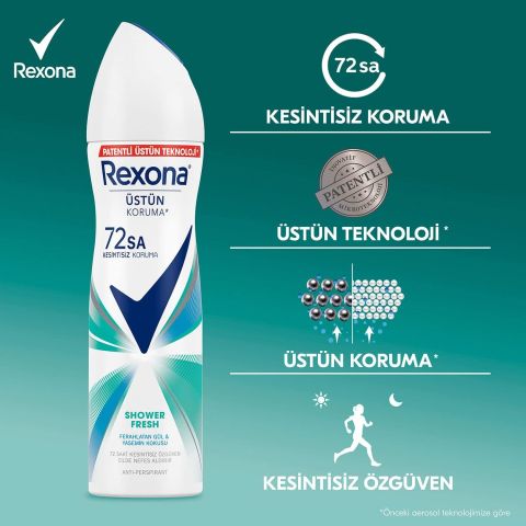 Rexona Shower Fresh Kadın Sprey Deodorant 72 Saat Koruma 200ml
