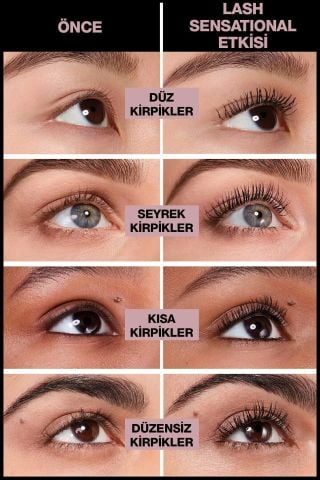 Maybelline New York Lash Sensational Waterproof Suya Dayanıklı Yelpaze Etkili Siyah Maskara