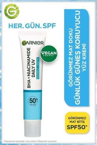 Garnier Saf ve Temiz BHA Niasinamid Güneş Koruyucu Yüz Kremi SPF50+
