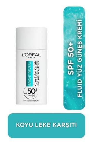 Loreal Paris Bright Reveal Spf 50+ Koyu Leke Karşıtı Fluid Yüz Güneş Kremi 50ml