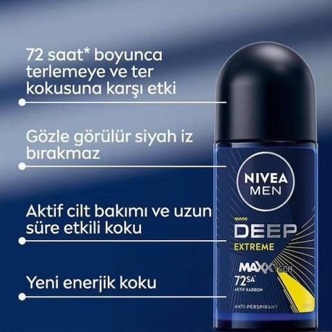 Nivea Men Deep Extreme Erkek Roll-on Deodorant 50Ml