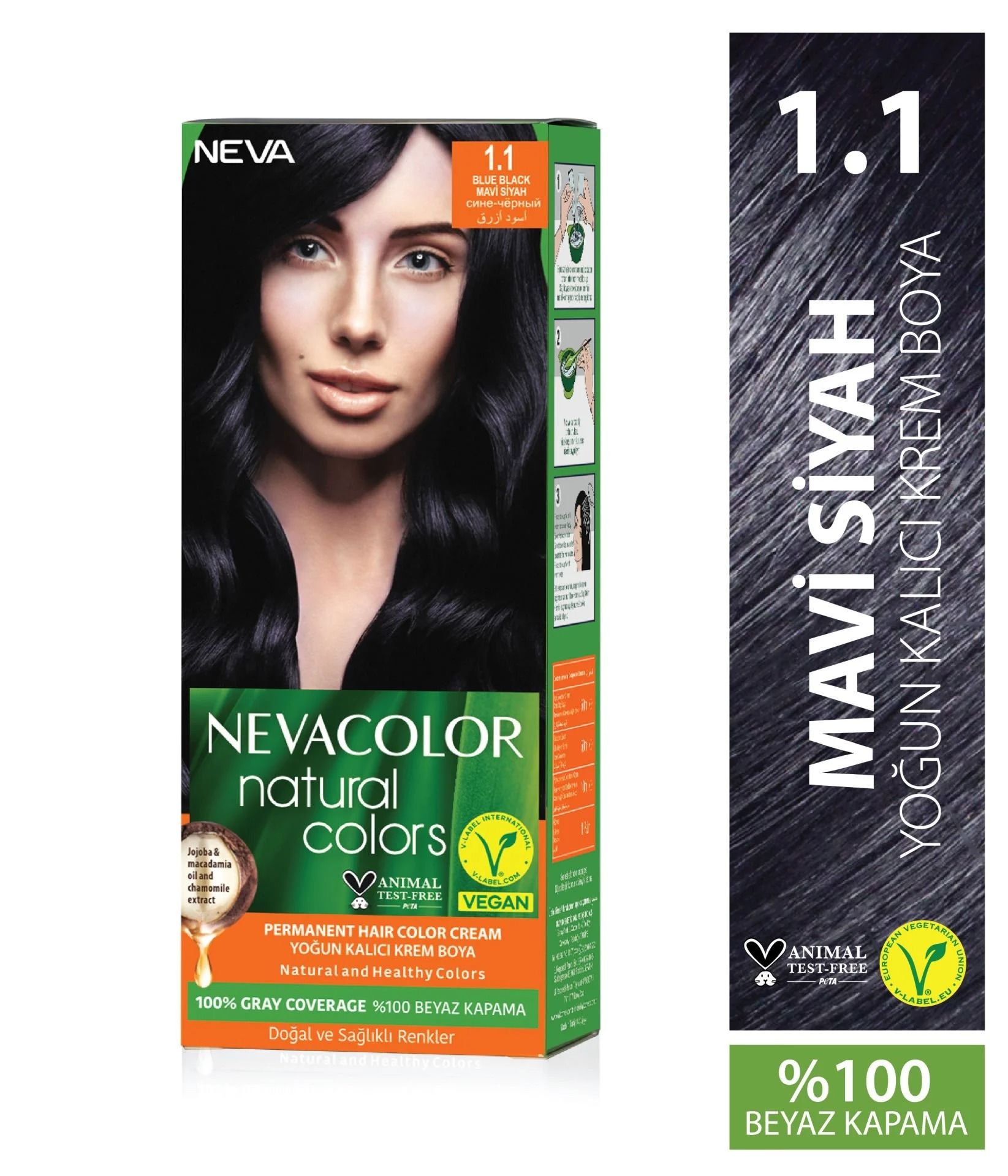 Neva Color Natural Colors 1.1 Mavi Siyah Saç Boyası