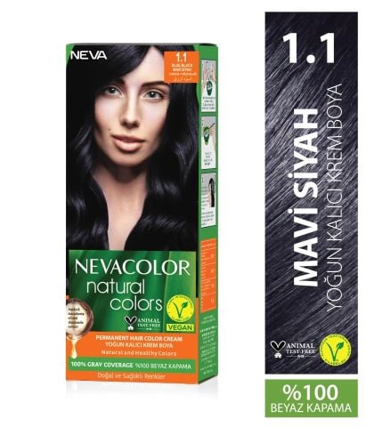 Neva Color Natural Colors 1.1 Mavi Siyah Saç Boyası