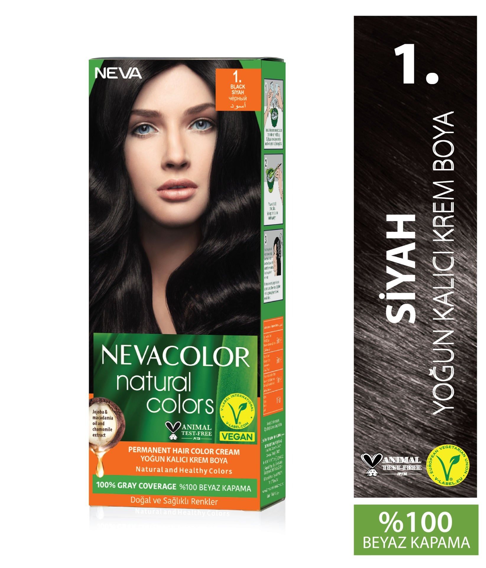 Neva Color Natural Kalıcı Saç Boyası Seti 1 Siyah