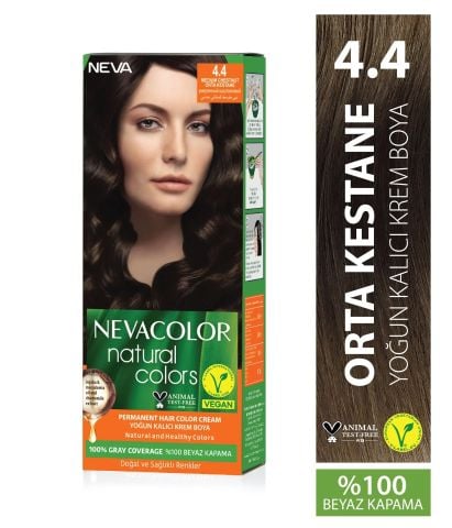 Neva Color Natural Saç Boyası Seti 4.4 Orta Kestane
