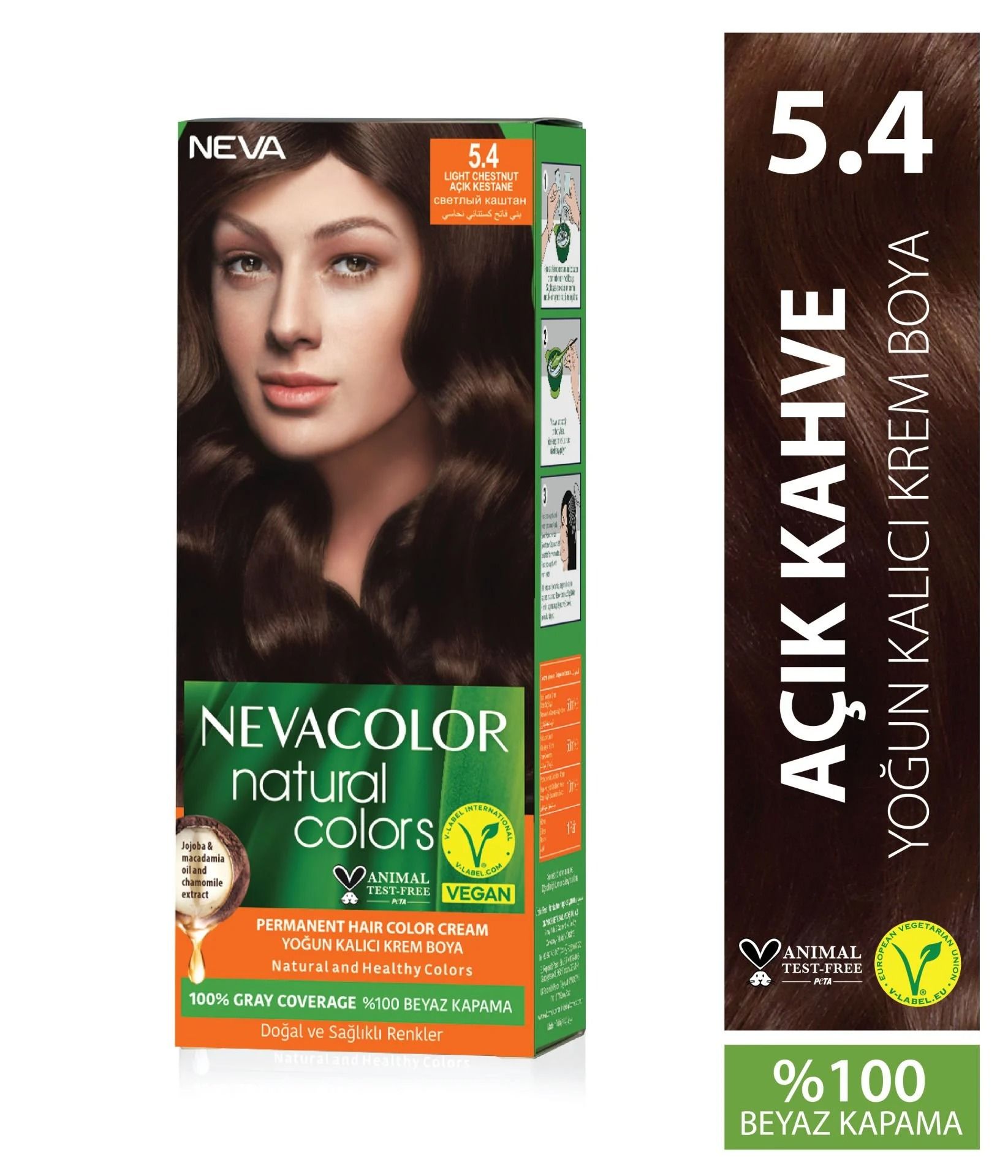 Nevacolor Naturel Saç Boyası 5.4 Açık Kestane