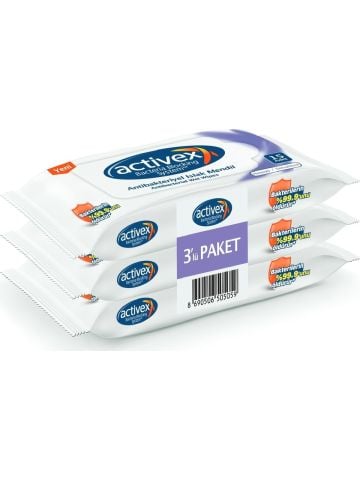 Activex Antibakteriyel Islak Mendil Hassas 3lü Cep Boy 45 Yaprak