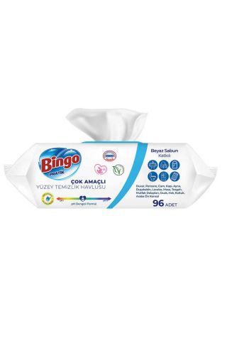 Bingo Pratik Beyaz Sabun Kokulu Çok Amaçlı Yüzey Temizlik Havlusu 96 Adet
