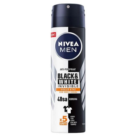 Nivea Black & White Invisible Güçlü Etki Erkek Sprey Deodorant 150 ml