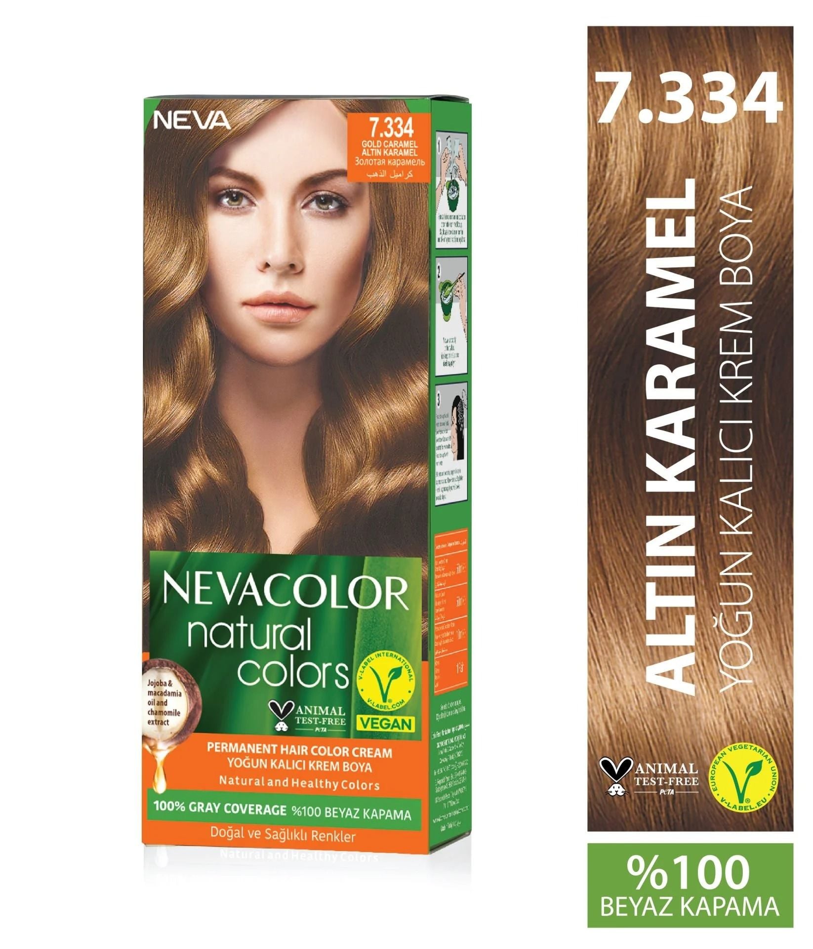 Neva Color Natural 7.334 Altın Karamel Saç Boyası