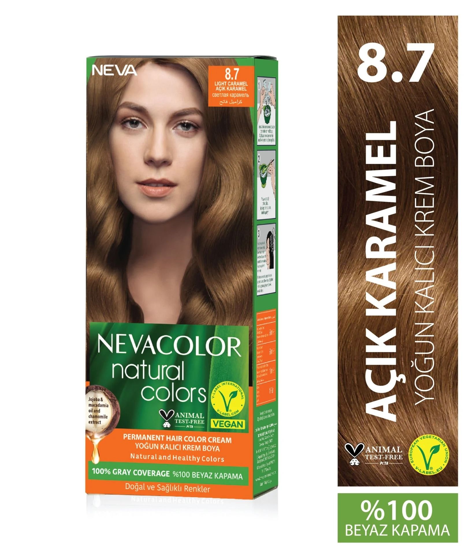 Neva Color Saç Boyası Seti 8.7 Açık Karamel