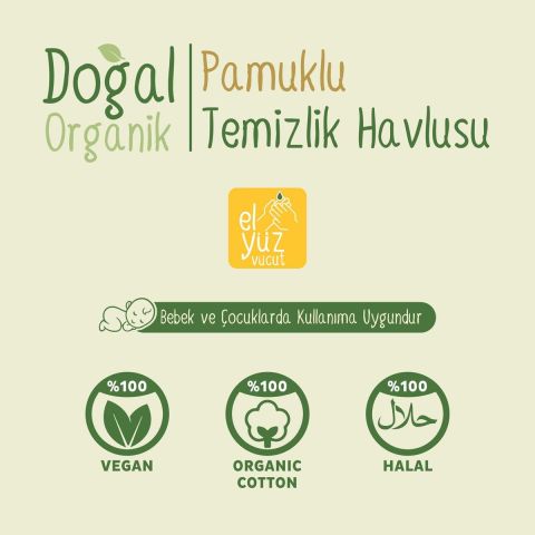Sleepy Islak Temizlik Havlusu Doğal Organik Pamuklu 50'li