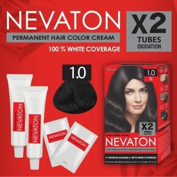 Nevaton 1.0 Siyah Saç Boyası Seti 1 Kutuda 2 Boyama