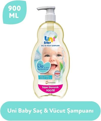 Uni Baby Saç ve Vücut Şampuanı 900 ml Pompalı