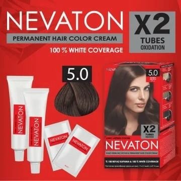 Nevaton Saç Boyası 5.0 Açık Kahve 1 Kutuda 2 Boya