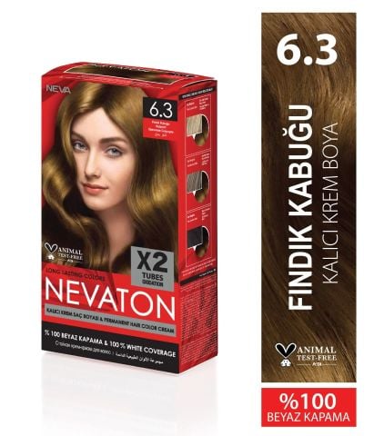 Nevaton Saç Boyası 6.3 Fındık Kabugu 1 Kutuda 2 Boya