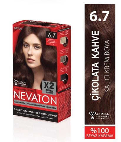 Nevaton Saç Boyası Seti 6.7 Çikolata Kahve 1 Kutuda 2 Boya