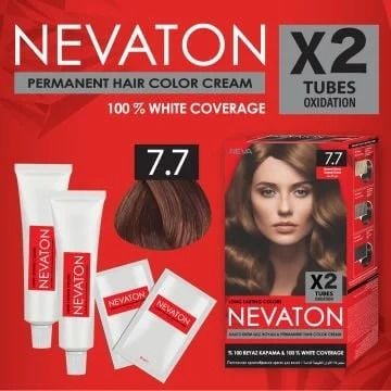 Nevaton Saç Boyası 7.7 Karamel Kahve 1 Kutuda 2 Boya