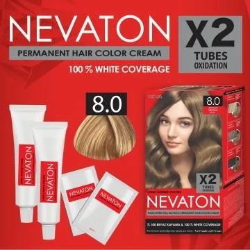 Nevaton 2 Li Saç Boyası 8.0 Açık Kumral 1 Kutuda 2 Boya
