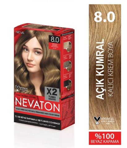Nevaton 2 Li Saç Boyası 8.0 Açık Kumral 1 Kutuda 2 Boya