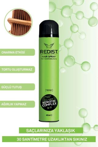 Redist Keratin Ultra Güçlü Saç Spreyi Canlı Ve Parlak Saçlar Için