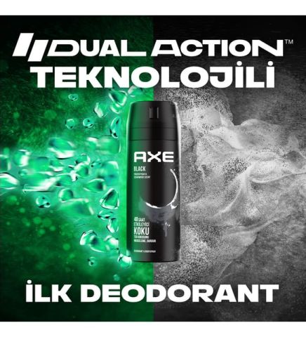 Axe Black  Erkek Deodorant & Bodyspray 48 Saat Etkileyici Koku (150 ml)