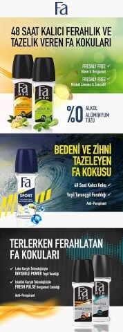 Fa Freshly Free Nane & Bergamot Erkek Roll-On 50Ml