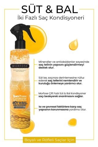 Morfose Boyalı ve Röfleli Saçlar İçin Çift Fazlı Süt Ve Bal Fön Suyu 400 ml