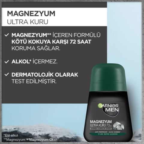 Garnier Men Magnezyum Ultra Kuru Roll-On Deodorant