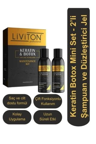 Liviton Professional Saç Düzleştirici Ve Keratin Bakım Seti Şampuan Ve Keratin Jel 100 ML