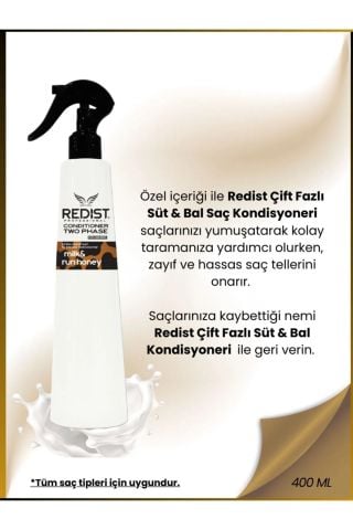 Redist 2 Fazlı Fön Suyu Milk Honey 400 ml