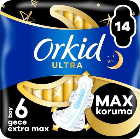 Orkid Hijyenik Ped Ultra Extra Max Dörtlü Gece 14'lü Boy: 6
