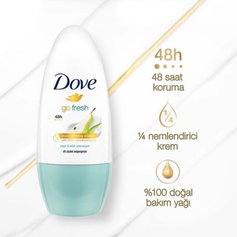 Dove Go Fresh Kadın Roll On Armut ve Aloe Vera Kokusu 50 ML