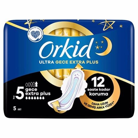 Orkid Ultra Gece Ekstra Plus Hijyenik Ped 5'li Paket Boy: 5