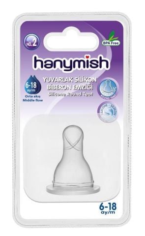 Hanymish Yuvarlak Silikon Biberon Emziği No 2 6-18 Ay 461