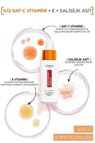 L'Oreal Paris Revitalift Clinical %12 Saf C Vitamini Aydınlatıcı, Ton Eşitleyici, Gözenek Karşıtı Serum 30 ml