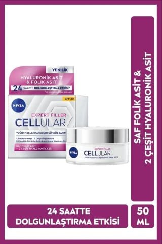 Nivea Cellular Expert Filler Yoğun Yaşlanma Karşıtı Gündüz Bakım Yüz Kremi SPF30 50 Ml